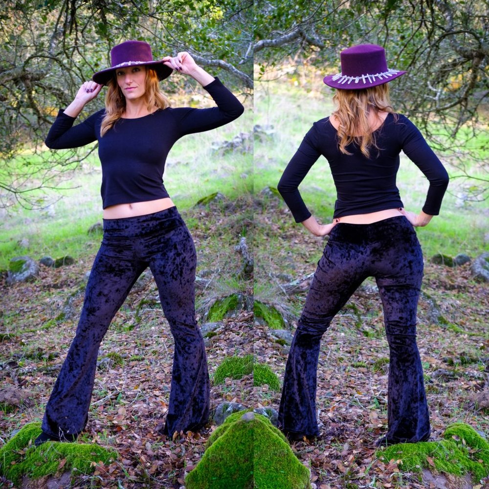 Black Velvet Bell Bottoms - Warrior Within Designs